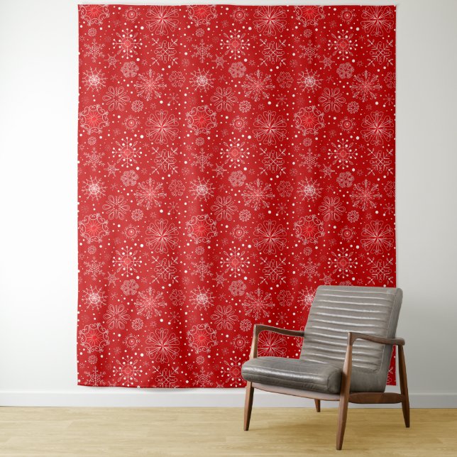 Holiday Red Snowflake Wall Tapestes Wandteppich (Beispiel)