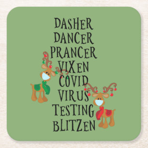 Holiday Reindeer Covid 2020 Weihnachten Rechteckiger Pappuntersetzer