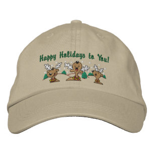 Holiday Reindeer Greetings Bestickte Kappe