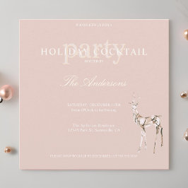 Holiday Reindeer Pink Weihnachtscocktail Party Einladung