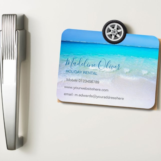 Holiday Rental Ocean Wave Beach Blue Modern Magnet (Von Creator hochgeladen)