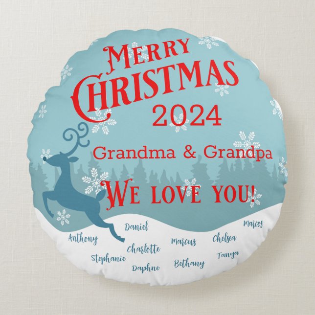 Holiday Rentier Personalisiertes Rundkissen Rundes Kissen (Vorderseite)