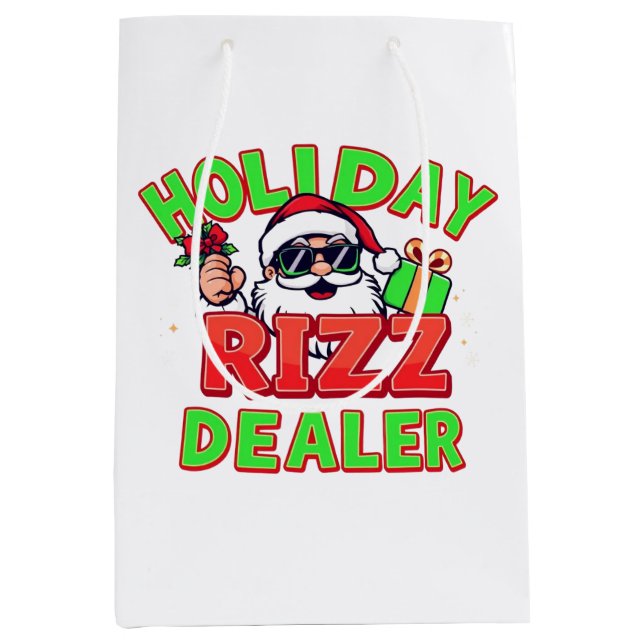 Holiday Rizz Dealer gen alpha meme Christmas Mittlere Geschenktüte (Vorderseite)