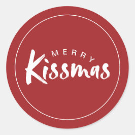 Holiday Round Sticker | Classic Red Christmas Kiss