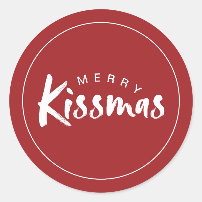 Holiday Round Sticker | Classic Red Christmas Kiss (Vorderseite)