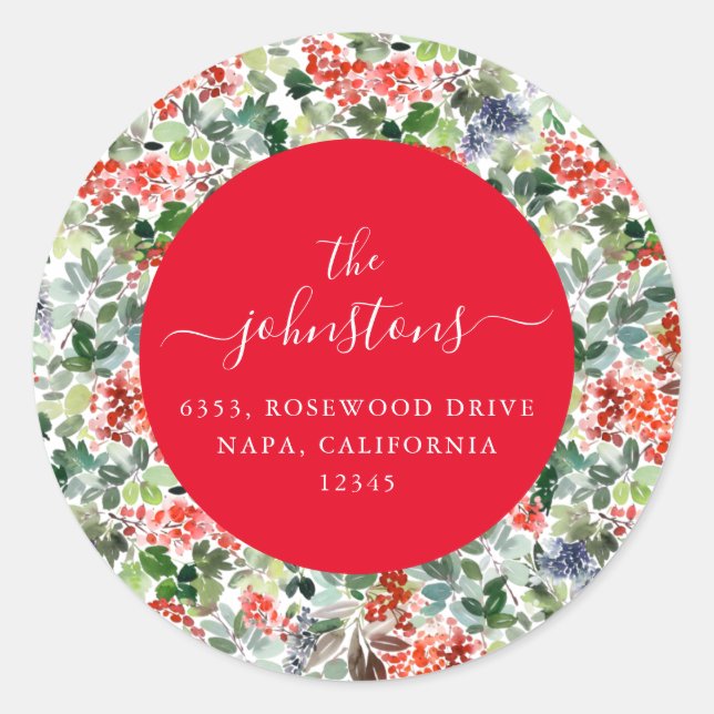 Holiday-Rücksendeadresse für benutzerdefinierte Sk Runder Aufkleber (Vorderseite)