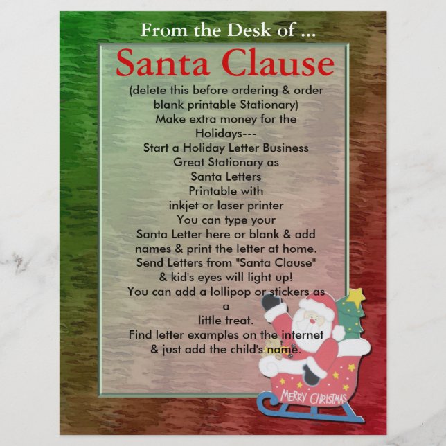 Holiday Santa Letterhead Brief Weihnachtsgeschäft (Vorderseite)