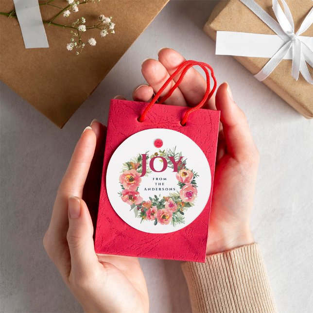 Holiday Season Pink Joy Wreath Botanisch Geschenkanhänger (Von Creator hochgeladen)