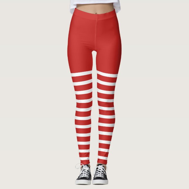 Holiday Sexy Elf Leggings Candy Cane Weihnachten (Vorderseite)