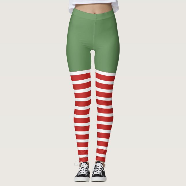 Holiday Sexy Elf Leggings Candy Cane Weihnachten (Vorderseite)