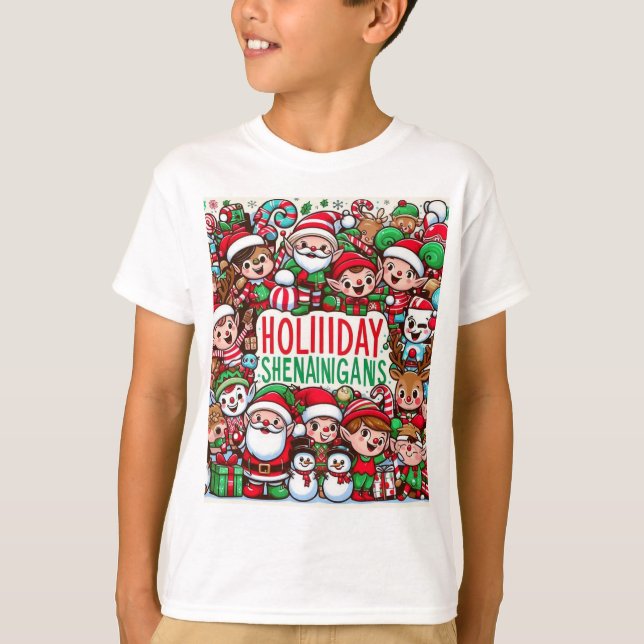 Holiday Shenanigans - Niedlich animierter Weihnach T-Shirt (Vorderseite)