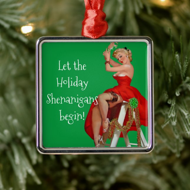 Holiday Shenanigans Retro Pinup Weihnachten Ornament Aus Metall (Baum)