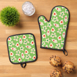 Holiday Shortbrett Cookies Grün Weihnachten Ofenhandschuh & Topflappen-Set