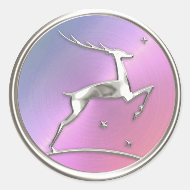 Holiday Silver Pink Pearl Rentier Umschlag Aufkleb Runder Aufkleber (Vorderseite)
