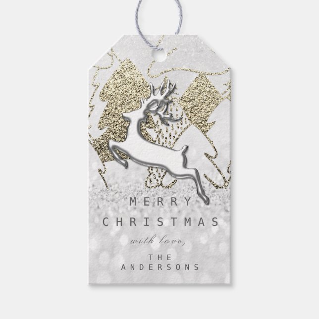 Holiday Silver Snow Grau Weihnachtsmann 3D Geschenkanhänger (Vorderseite)