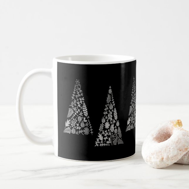 Holiday Silver Tree Black Elegante Kaffeetasse (Mit Donut)