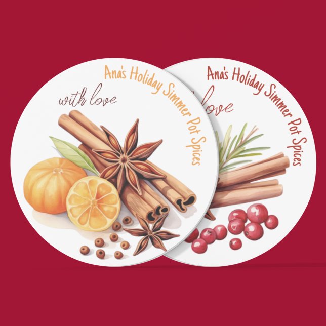 Holiday Simmer Pot Gewürze Etiketten (Holiday simmer pot spices stickers and customizable food labels for gift giving. )