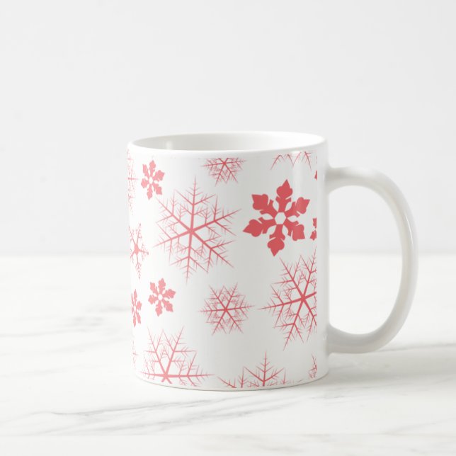 Holiday Simple Red Snowflake Muster Stilvoll Tasse (Rechts)