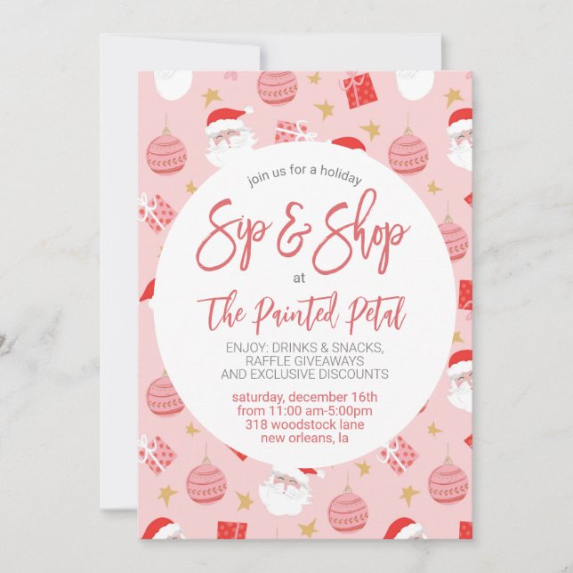 Holiday Sip and Shop Einladung (Vorderseite)