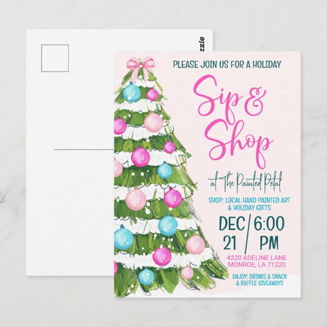 Holiday Sip and Shop Postkarte (Vorne/Hinten)