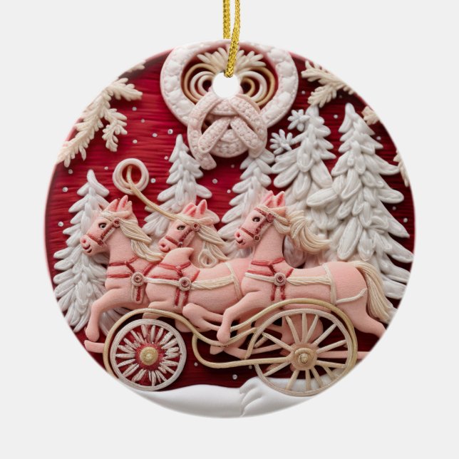 Holiday Sleigh Ride Keramik Ornament (Vorne)