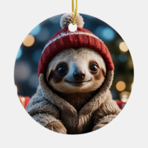 Holiday Sloth Keramik Ornament