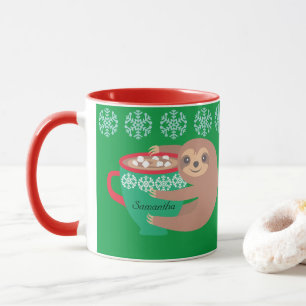Holiday Sloth Personalisiert Red Green Tasse