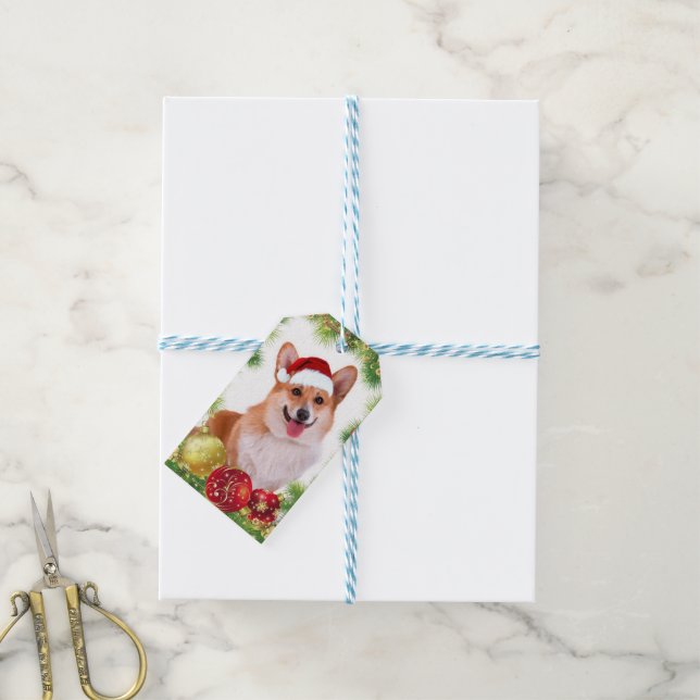 Holiday Smiling Welsh Corgi Geschenkanhänger (Mit Garn)