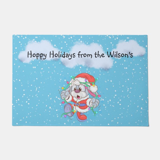 Holiday Snow Bunny Rabbit Doormat Fußmatte (Vorderseite)