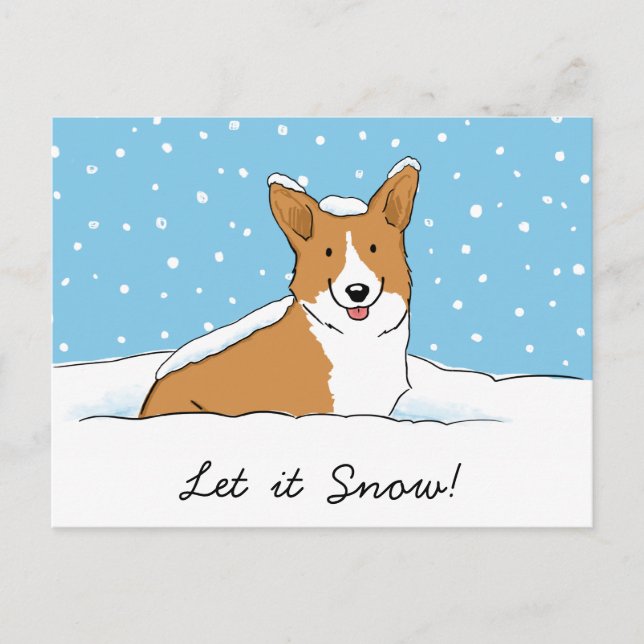Holiday Snow Corgi Wird Let it Snow Dog Christmas Feiertagspostkarte (Vorderseite)