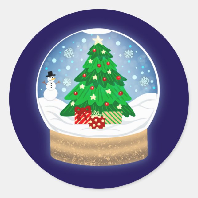 Holiday Snow Globe Runder Aufkleber (Vorderseite)