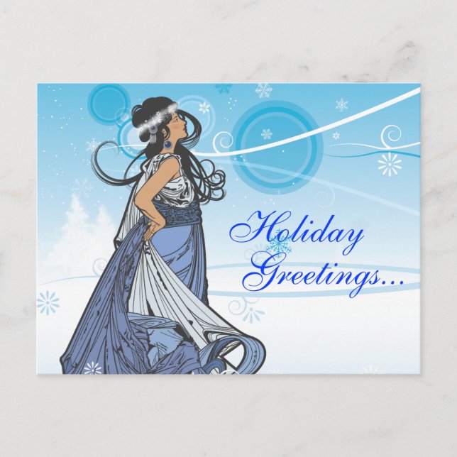 Holiday Snow Queen Feiertagspostkarte (Vorderseite)
