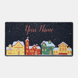 Holiday Snowfall Whiteout Winter Village Schreibtischunterlage