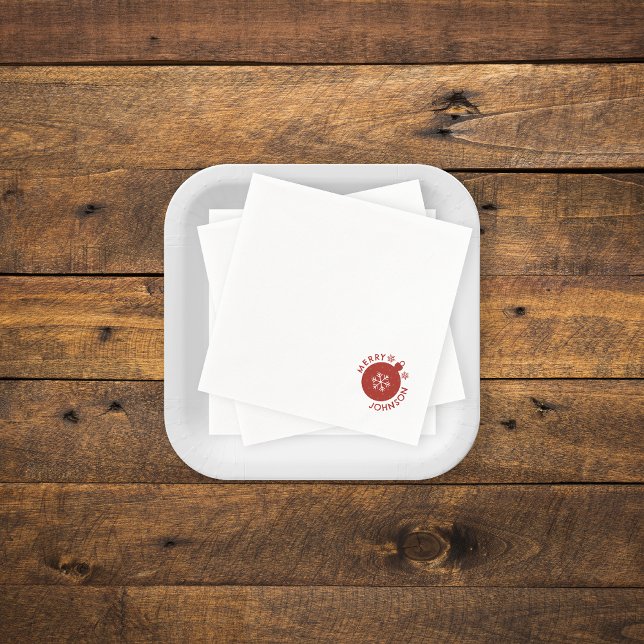 Holiday Snowflake Fügen Sie Ihren Namen Text hinzu Serviette (Holiday Snowflake paper napkins)