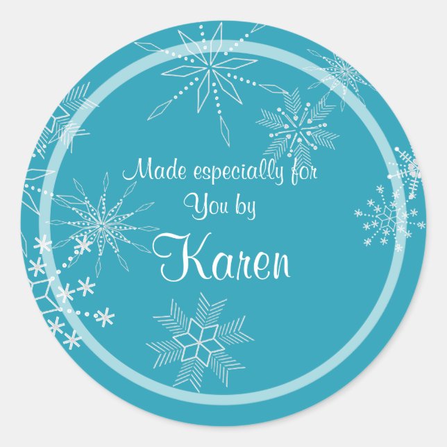 Holiday Snowflake Geschenksticker Runder Aufkleber (Vorderseite)