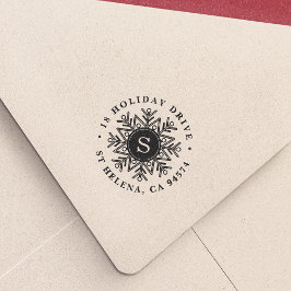 Holiday Snowflake Monogram Rücksendeadresse Permastempel