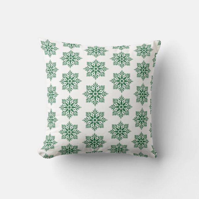 Holiday Snowflake Plaid Pattern Green Kissen (Vorderseite)