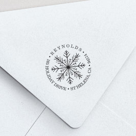 Holiday Snowflake Runde Rücksendeadresse Permastempel