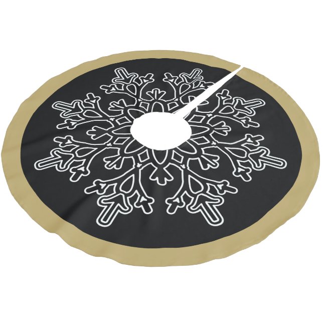 Holiday Snowflake Tree Skirt Polyester Weihnachtsbaumdecke (Schrägansicht)