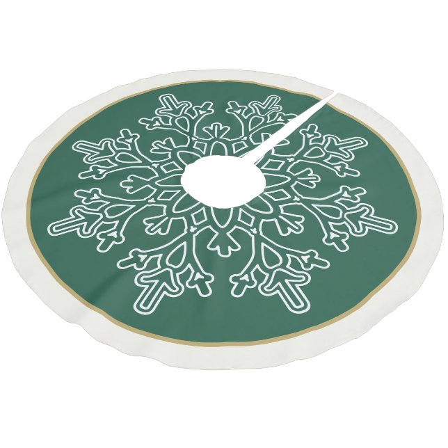 Holiday Snowflake Tree Skirt Polyester Weihnachtsbaumdecke (Schrägansicht)