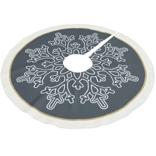 Holiday Snowflake Tree Skirt Polyester Weihnachtsbaumdecke (Schrägansicht)