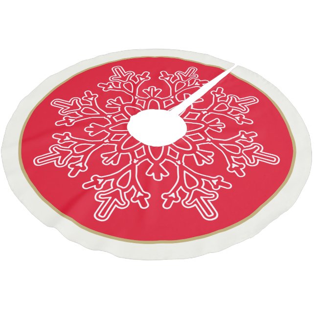 Holiday Snowflake Tree Skirt Polyester Weihnachtsbaumdecke (Schrägansicht)