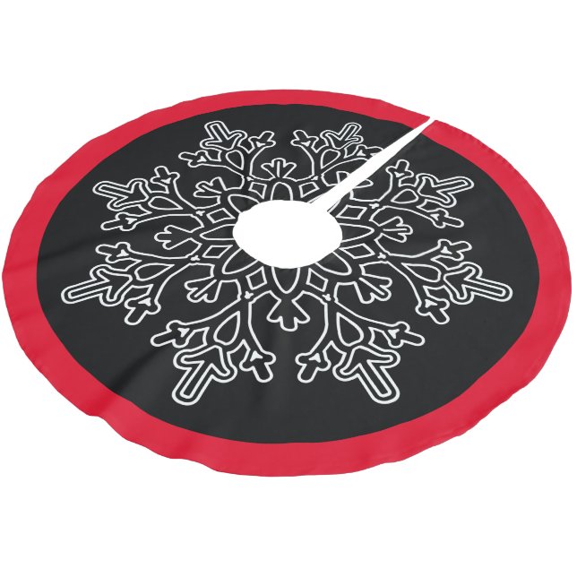 Holiday Snowflake Tree Skirt Polyester Weihnachtsbaumdecke (Schrägansicht)