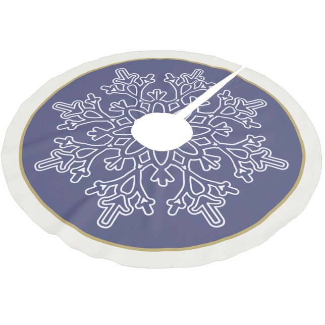 Holiday Snowflake Tree Skirt Polyester Weihnachtsbaumdecke (Schrägansicht)
