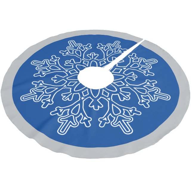 Holiday Snowflake Tree Skirt Polyester Weihnachtsbaumdecke (Schrägansicht)