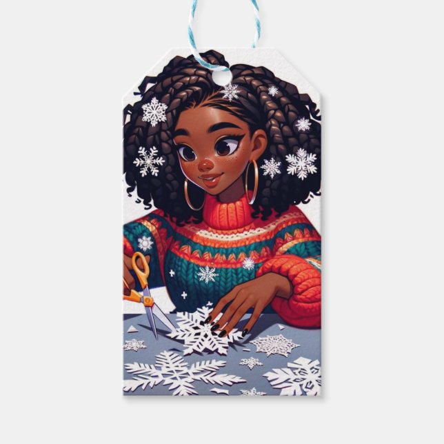 Holiday Snowflakes - Black People Christmas Design Geschenkanhänger (Vorderseite)