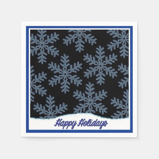 Holiday Snowflakes Blue Christmas Napkins Serviette (Vorderseite)
