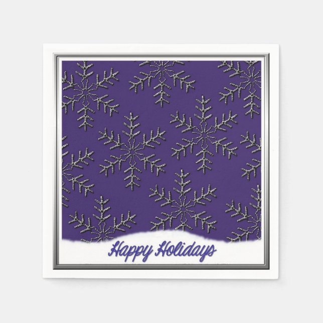 Holiday Snowflakes Blue Christmas Napkins Serviette (Vorderseite)
