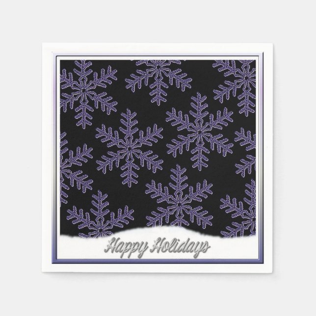 Holiday Snowflakes Blue Christmas Napkins Serviette (Vorderseite)