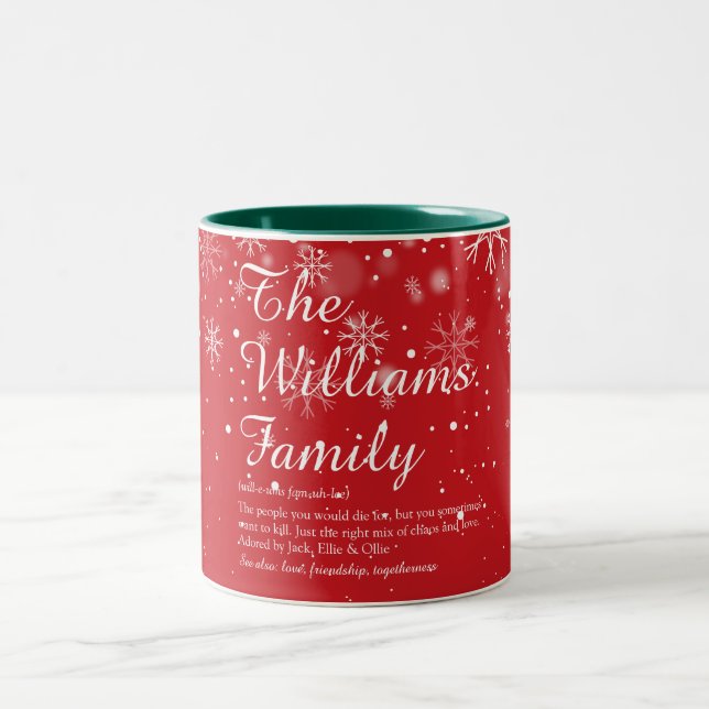 Holiday Snowflakes - Familiendefinitionsskript Zweifarbige Tasse (Mittel)